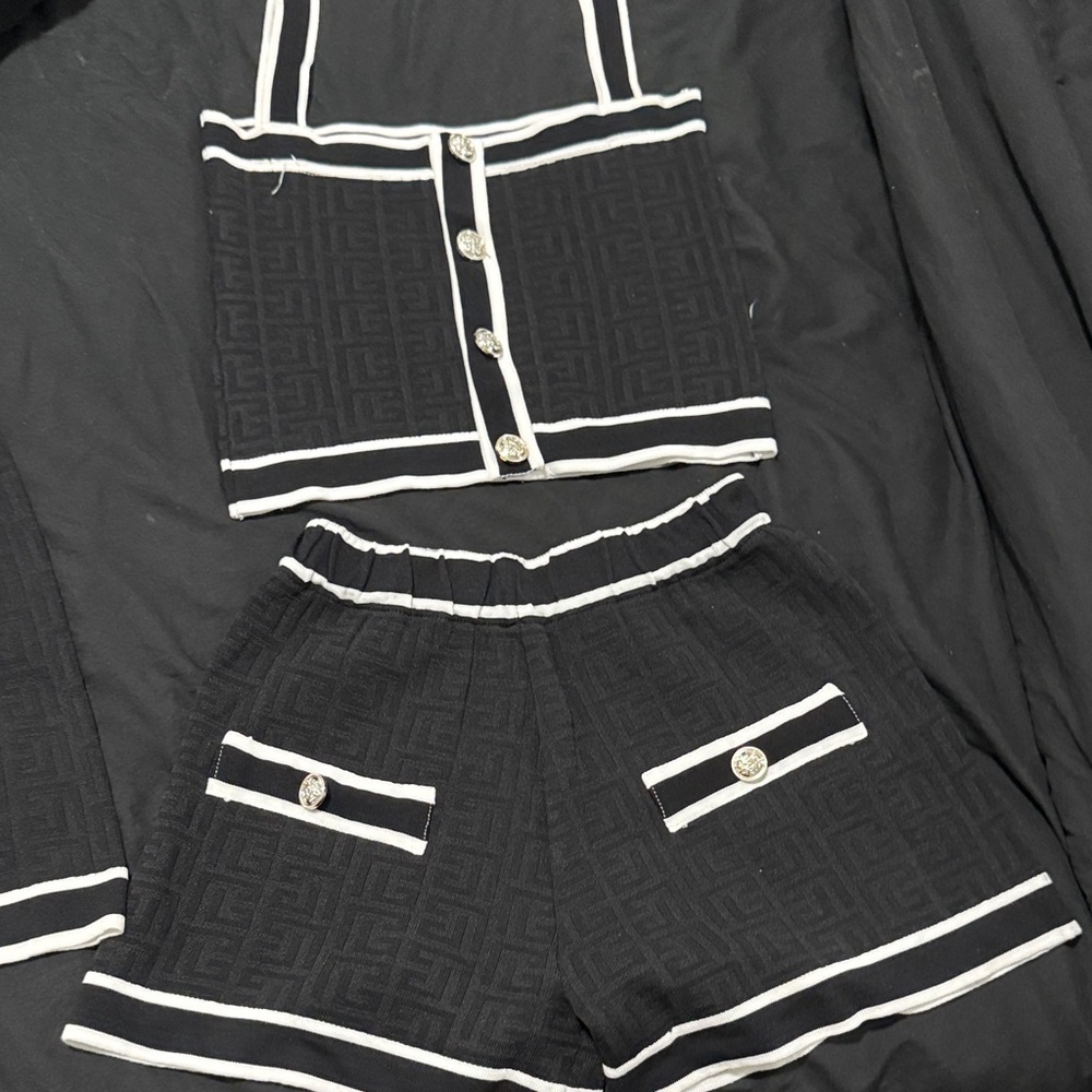 Women's Black and White Cardigan Set